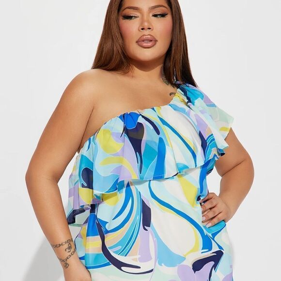 NWT Fashion Nova Ruffle Off Shoulder Mini Dress - Size 1X - Picture 5 of 5